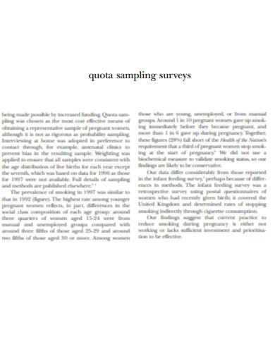 Quota Sampling Surveys