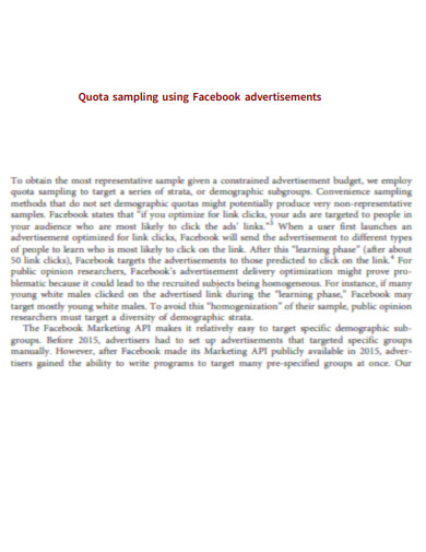 Quota Sampling Using Facebook Advertisements