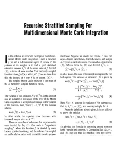 Recursive Stratified Sampling For Multidimensional Integration