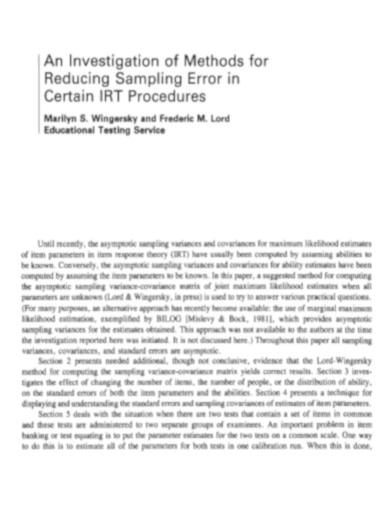Reducing Sampling Error