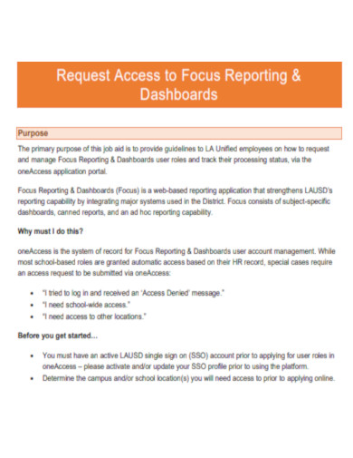 Request Access to Focus Reporting