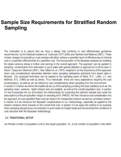 Requirements for Stratified Random Sampling