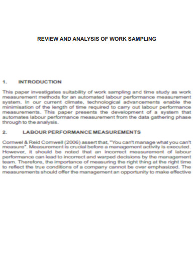 Review Analysis of Work Sampling Method