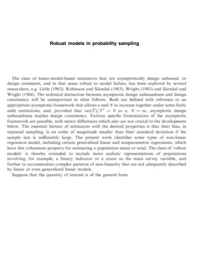 Robust Models in Probability Sampling