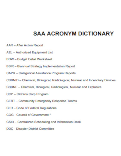 SAA Acronyms Dictionary