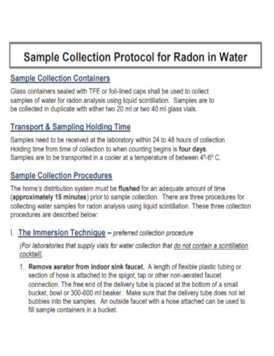 Sample Collection Protocol for Radon in Water