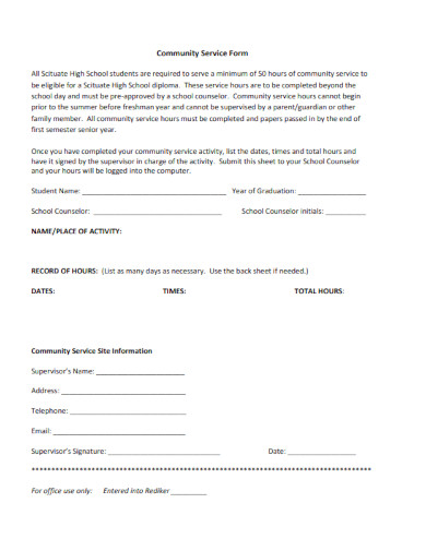 Sample Community Service Form