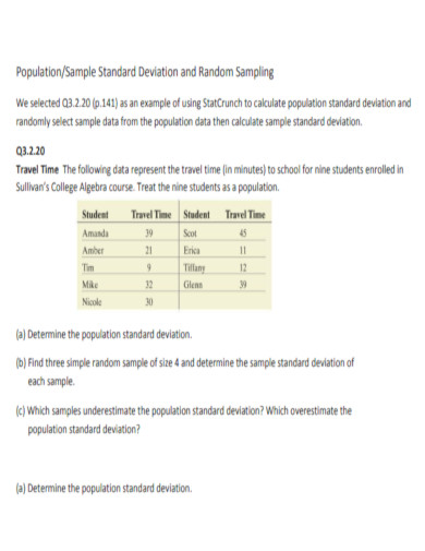 Sample Standard Deviation and Random Sampling