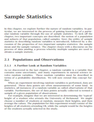 Sample Statistics