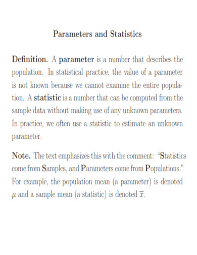 Sampling Distribution Parameters and Statistics