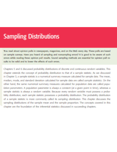 Sampling Distribution Summary