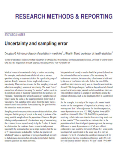 Sampling Error Research Report