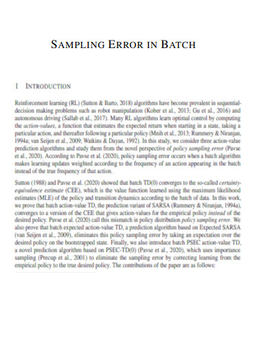 Sampling Error in Batch