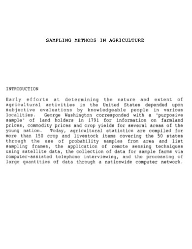 Sampling Methodology Agriculture