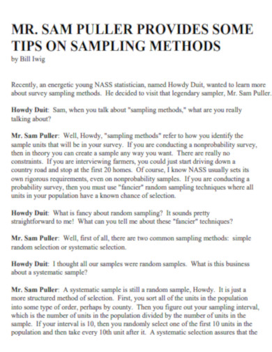 Sampling Methodology Tips