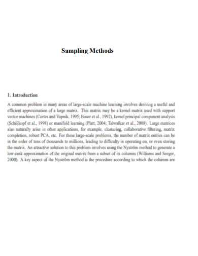 Sampling Methods Sample