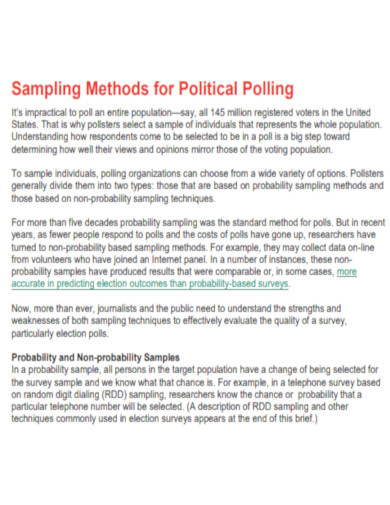 Sampling Methods for Political Polling
