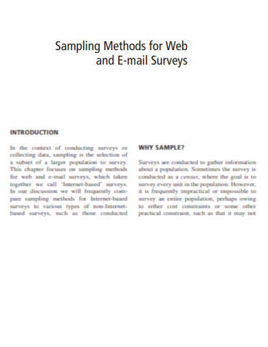 Sampling Methods for Web and E mail Surveys