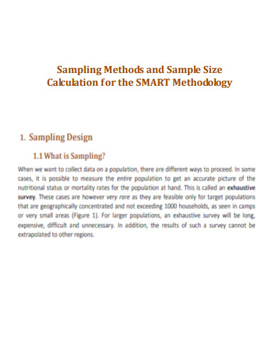Sampling Methods for the SMART Methodology