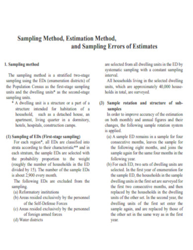 Sampling Methods in Sampling Errors of Estimates