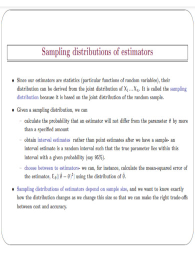 Sampling distributions of estimators