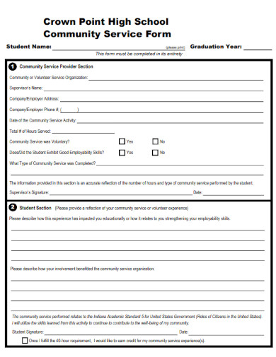 School Community Service Form