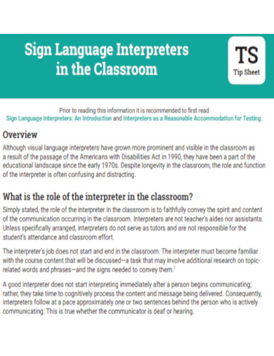 Sign Language Interpreters in the Classroom