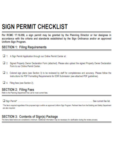 Sign Permit Checklist