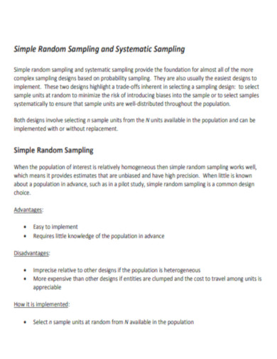 Simple Random and Systematic Sampling