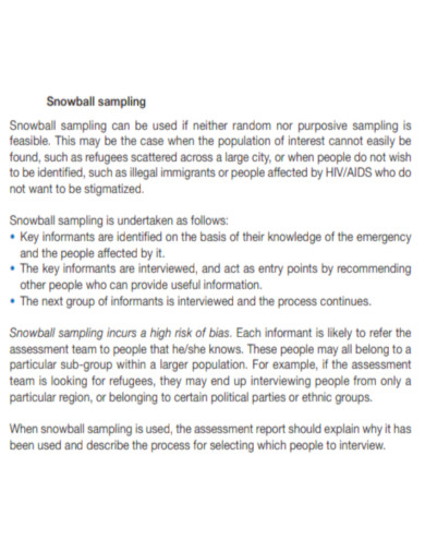 Snowball Sampling Assessment