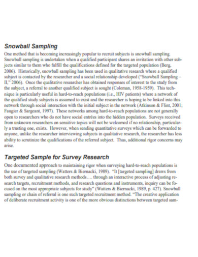 Snowball Sampling Survey