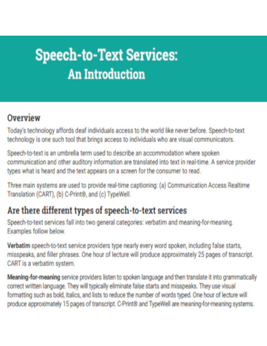 Speech to Text Services