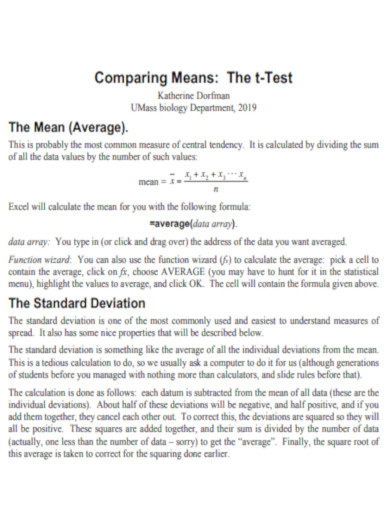 Standard Deviation Comparing Means