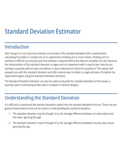 Standard Deviation Estimator