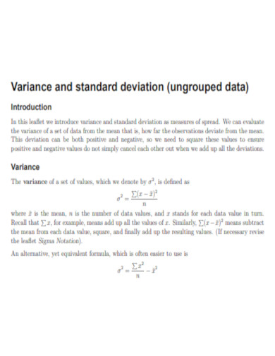 Standard Deviation Ungrouped Data