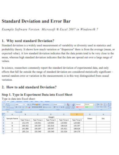 Standard Deviation and Error Bar