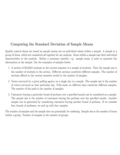 Standard Deviation of Sample Means