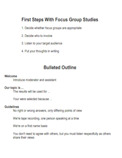 Steps With Focus Group Studies