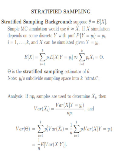 Stratified Sampling Format