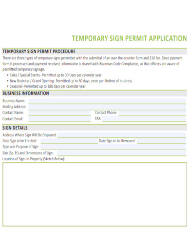 Temporary Sign Permit Application