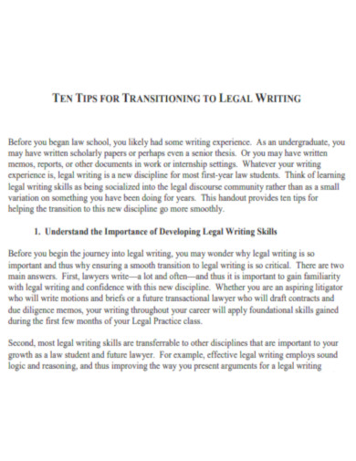 Ten Tips for Transitioning to Legal Writing
