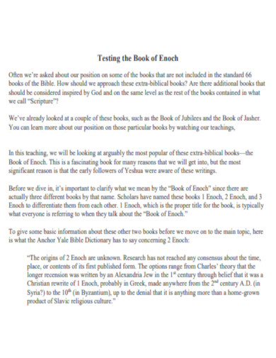Testing the Book of Enoch