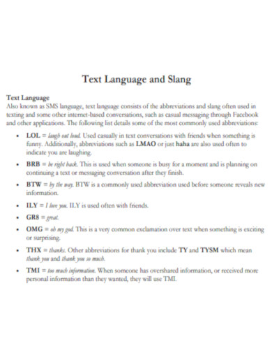 Text Language and Slang