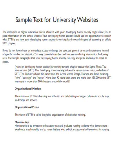 Text for University Websites