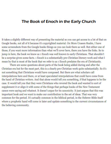 The Book of Enoch In The Early Church