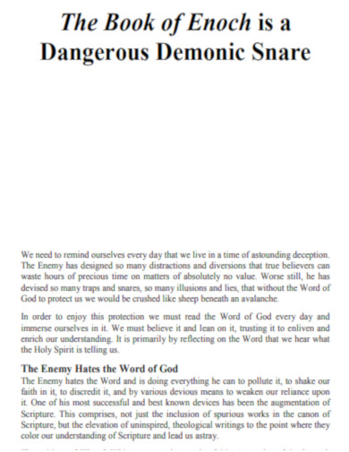 The Book of Enoch is a Dangerous Demonic Snare