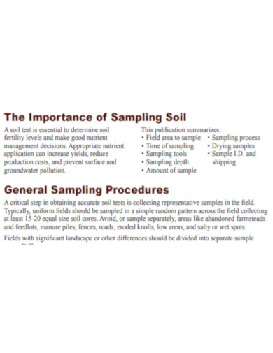 The Importance of Sampling Soil
