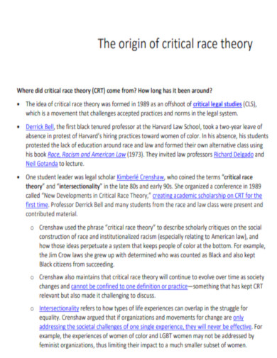 The Orgin of Critical Race Theory