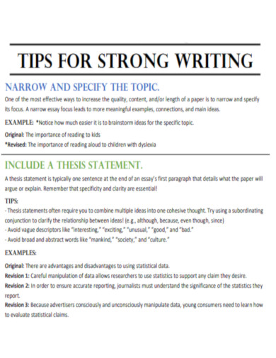 Tips for Strong Writing