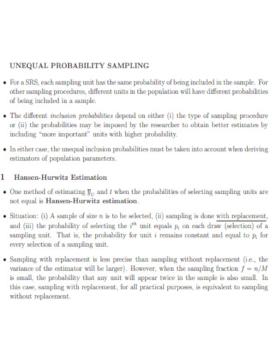 Unequal Probability Sampling